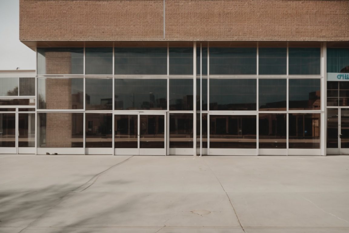 Sacramento building with broken windows and ballistic-resistant film