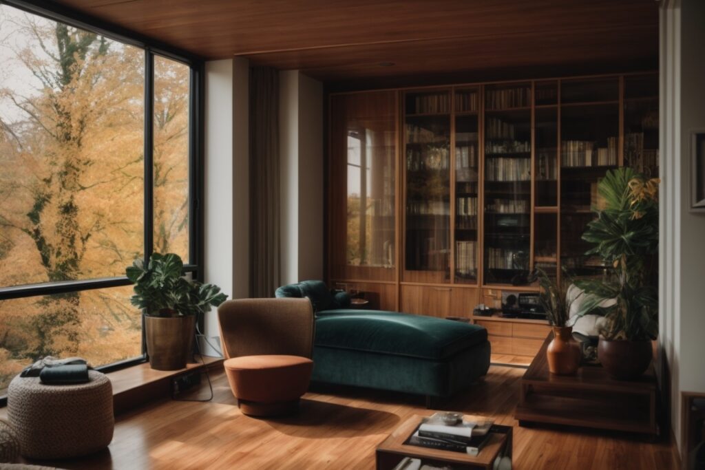 Portland home interior with soundproof window film installed
