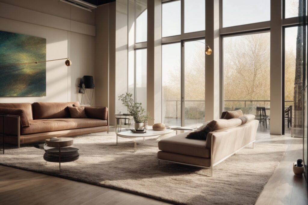 Modern Aurora home interior with frosted window film