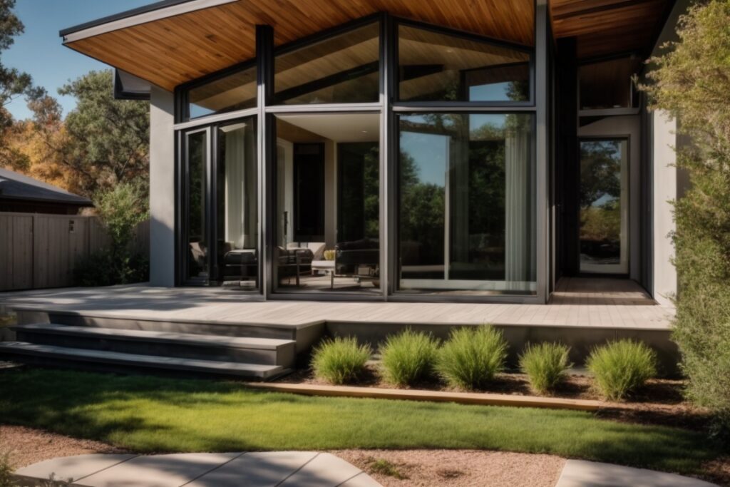 Modern Tulsa home with reflective window film reducing solar heat gain
