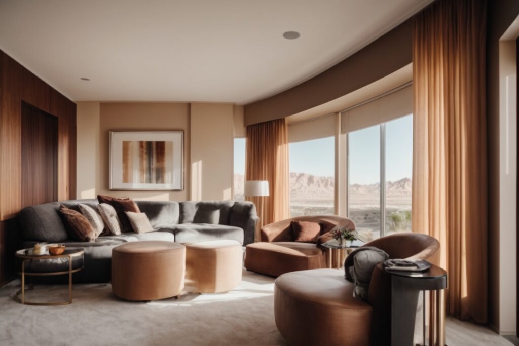 Las Vegas home interior with frosted window film and elegant decor