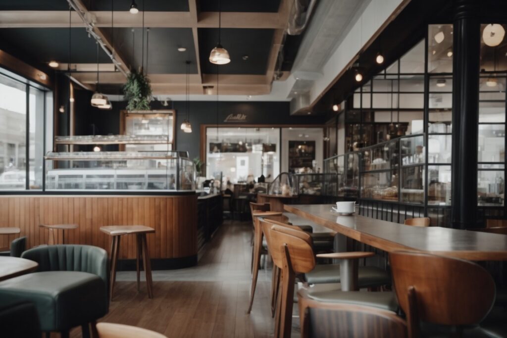 Chic café in Elgin with frosted window designs for privacy